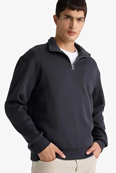 Defacto Regular Fit Dik Yaka Yarım Fermuarlı Basic Sweatshirt X7405AZ25SP
