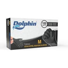 Dolphin Siyah Çok Amaçlı Nitril Muayene Eldiveni M Beden 100 Adet - MDR