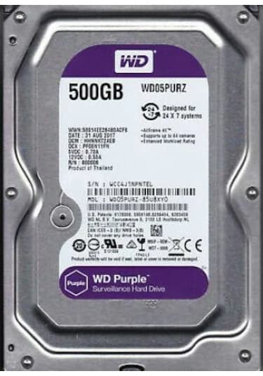 WD Purple WD05PURZ 3.5" 500 GB 5400 RPM SATA 3 HDD