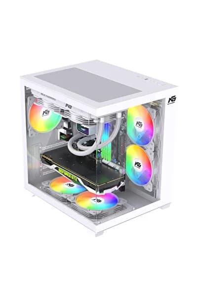 Next Gaming Orion Cube 5x Tuştan Değişen RGB Fanlı M-Atx Boş Bilgisayar Kasası Beyaz