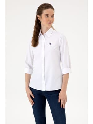 U.S. Polo Assn. Kadın Beyaz Uzun Kollu Basic Gömlek 50316711-VR013