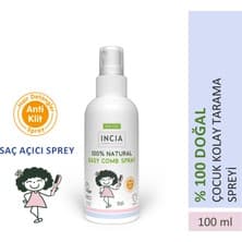INCIA %100 Doğal Kolay Tarama Spreyi 100 ml Çocuklar İçin Nemlendirici Parlaklaştırıcı Anti-Klit