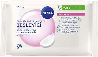 NIVEA 3'ü1 Arada Nazik Makyaj Temizleme Mendilleri (25 adet),Kuru Ciltler,Yüz ve Göz için,Suya Dayanıklı Maskara ve Makyaj Temizleme
