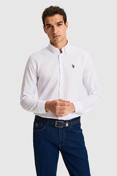 U.S. Polo Assn. Erkek Beyaz Uzun Kollu Basic Gömlek 50324708-VR013