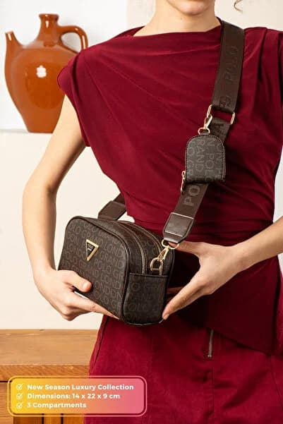 POLOGRAND London Orijinal Özel Kutulu Trend Model Desenli Lüks Yumuşak Deri Konforlu Kalın Askılı Polo Omuz Çantası