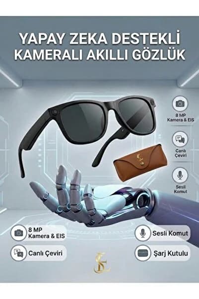 EN SİGA Yapay Zeka 8 MP Kameralı Akıllı Gözlük EIS WiFi Bluetooth Çeviri Sesli Asistan Şarj Kutulu