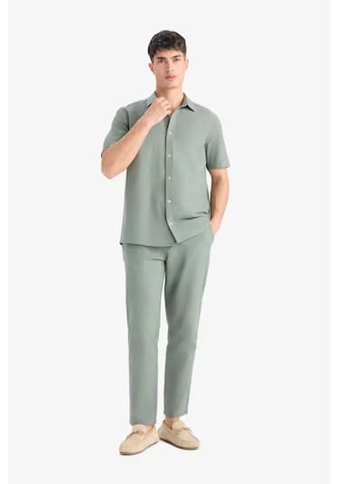 Defacto %100 Pamuk Slim Fit Keten Görünümlü Jogger Haki Erkek Pantolon D2671ax/kh398 Haki