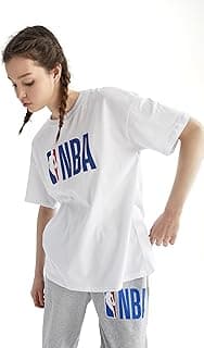 DeFacto Kadın DeFactoFit NBA Wordmark Oversize Fit Bisiklet Yaka Baskılı Kısa Kollu Tişört