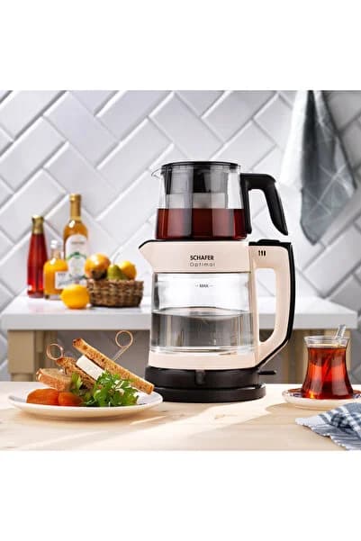 Schafer Optimal Elektrikli Cam Çay Makinesi-Krem
