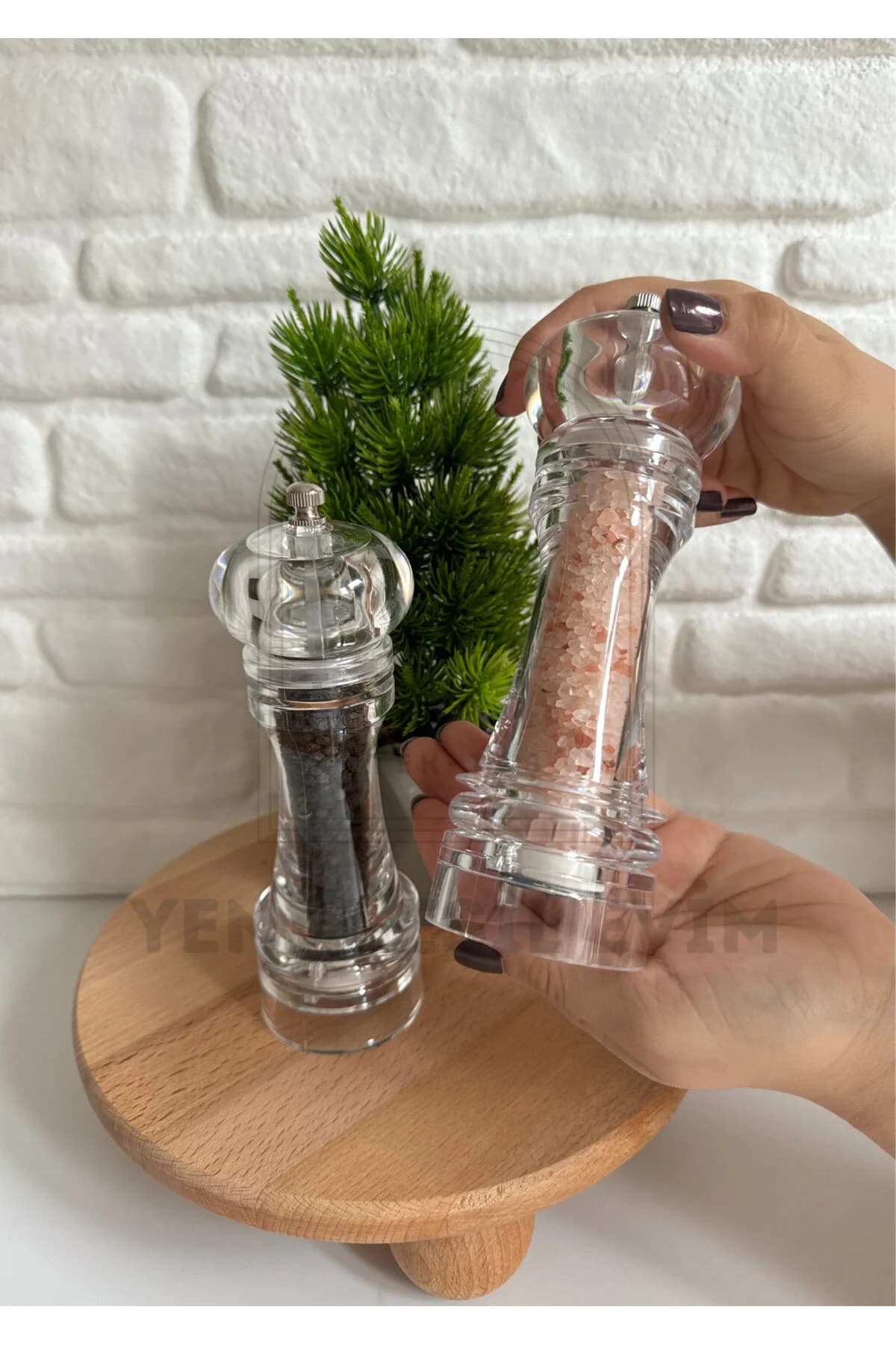 Genel Markalar 1 Adet Şeffaf Akrilik 19 Cm Büyük Boy Baharat Tuz Karabiber Öğütücü Değirmeni