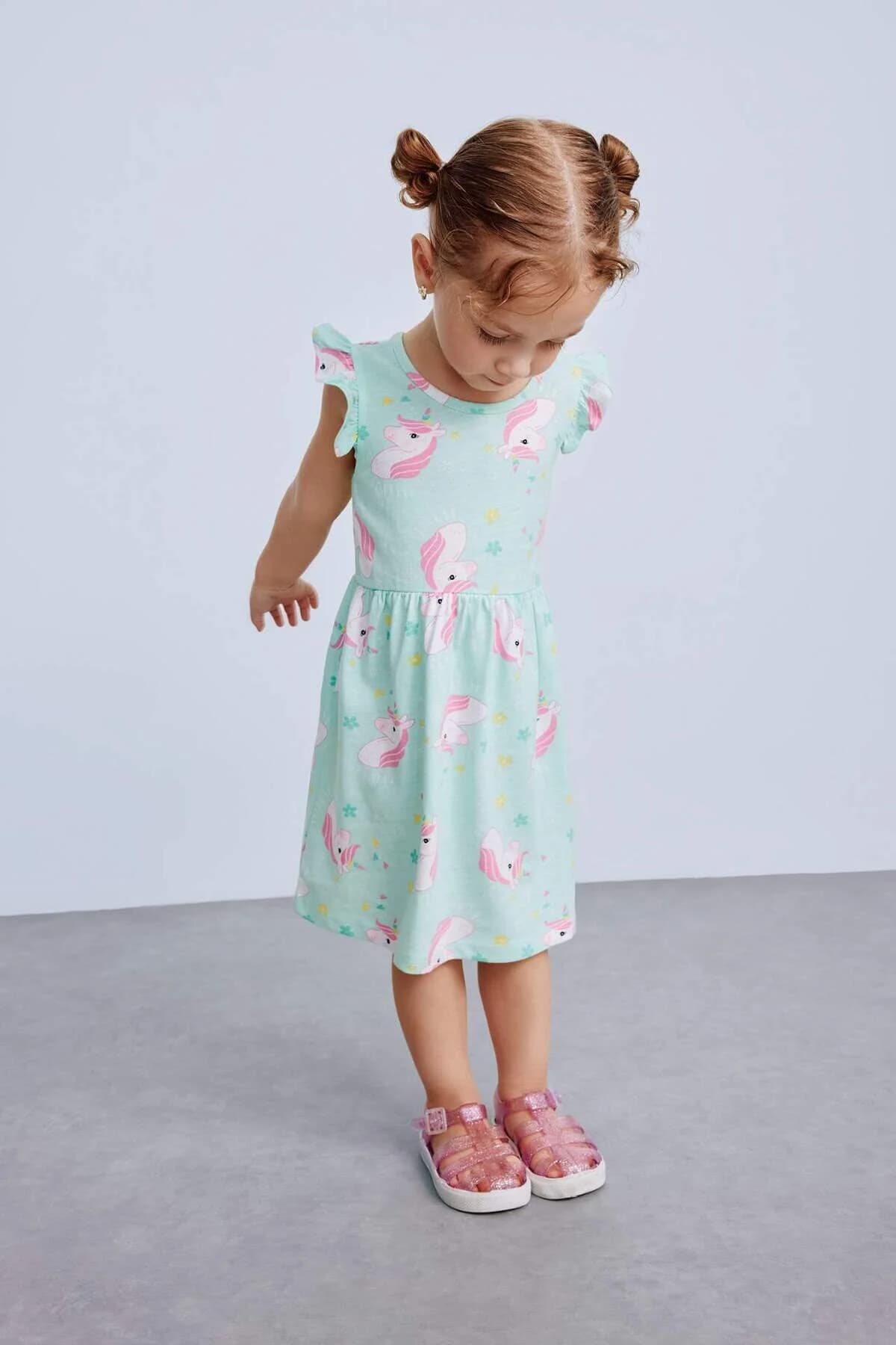DeFacto Desenli Kısa Kollu Elbise Kız Bebek A0136A525SM