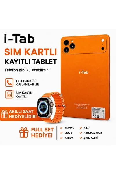 asfteknoloji İ-Tab 17 ProMax Sim Kartlı Tablet Akıllı Saat Hediyeli+Kalvye+Full Set