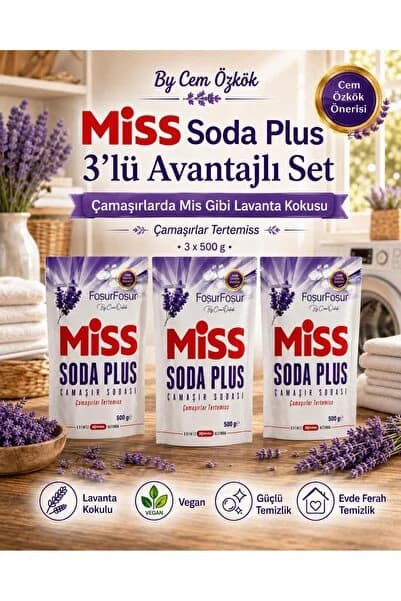 Miss By Cem Özkök Soda Plus Çamaşır Sodası 500 gr Lavanta Kokulu 3 Adet Birlikte Ekonomik Paket