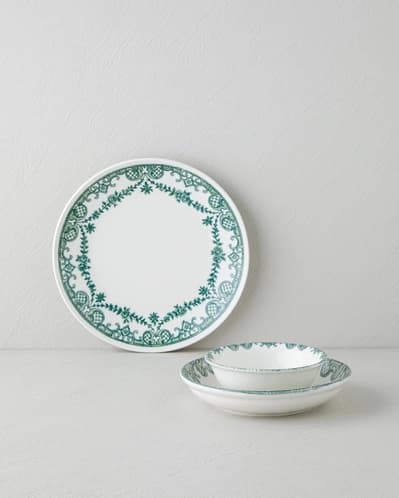 Vintage Porselen Yemek Takımı 12 Parça 4 Kişilik Renkli