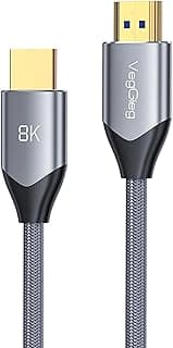 VegGieg 8K 60Hz 4K 120Hz 48 Gbps HDR ARC HDCP Örgülü HDMI 2.1 Kablo 1.5 Metre
