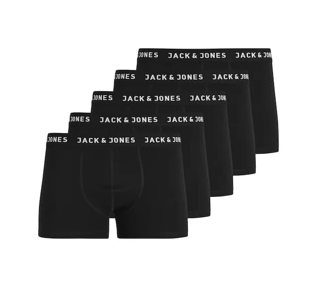 Jack & Jones Düz Renk Boxer Paketi 5'li - 12142342 Siyah