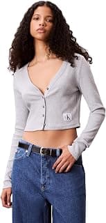 Calvin Klein LS WOVEN LABEL 2X2 COTTON RIB CA Tişört Kadın