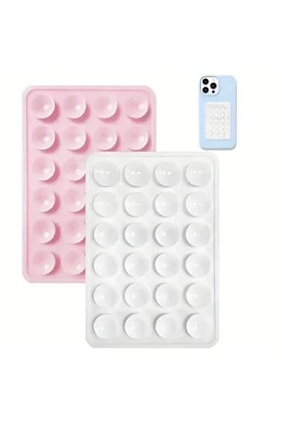 Silikon Vantuzlu Telefon Tutacağı 24 Vantuzlu 1 ADET Açık Pembe VEYA Beyaz Renk
