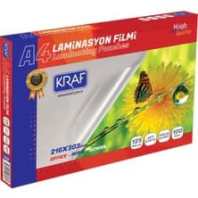 Kraf Laminasyon Filmi Parlak A4 125Mic 100'lü (2124)