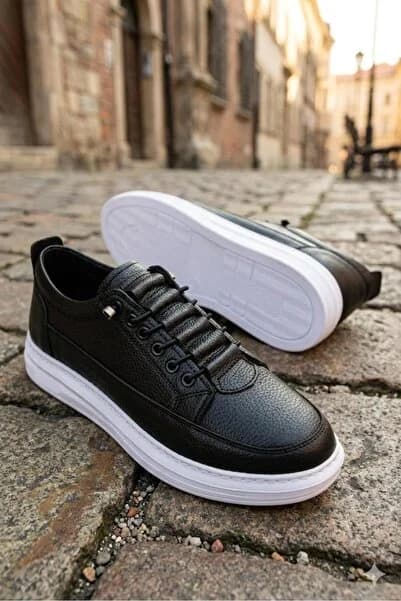 MY GROSS SHOES Erkek Siyah Akılı Bağcıklı Günlük Ortopedik Garantili Spor Ayakkabı