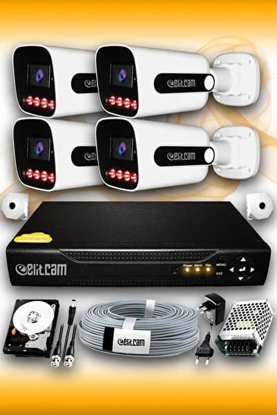 4 Kameralı Zebra 4 Dış Kamera Set 100 GB 5 MP 2K Net Gece Görüşlü Güvenlik Kamerası Sistemi