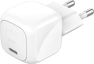 Belkin BoostCharge Kompakt Duvar Şarj Cihazı 30 W, Seyahat Dostu USB-C Power Delivery Hızlı Şarj, iPhone, Samsung Galaxy, iPad, AirPods, Tablet ve Daha Fazlası - Beyaz