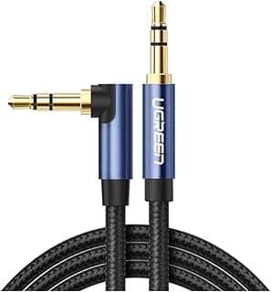 Ugreen 90 Derece L Tipi 3.5 mm Aux Ses Kablosu Mavi 1 Metre