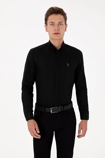 U.S. Polo Assn. Erkek Siyah Uzun Kollu Basic Gömlek 50316723-VR046