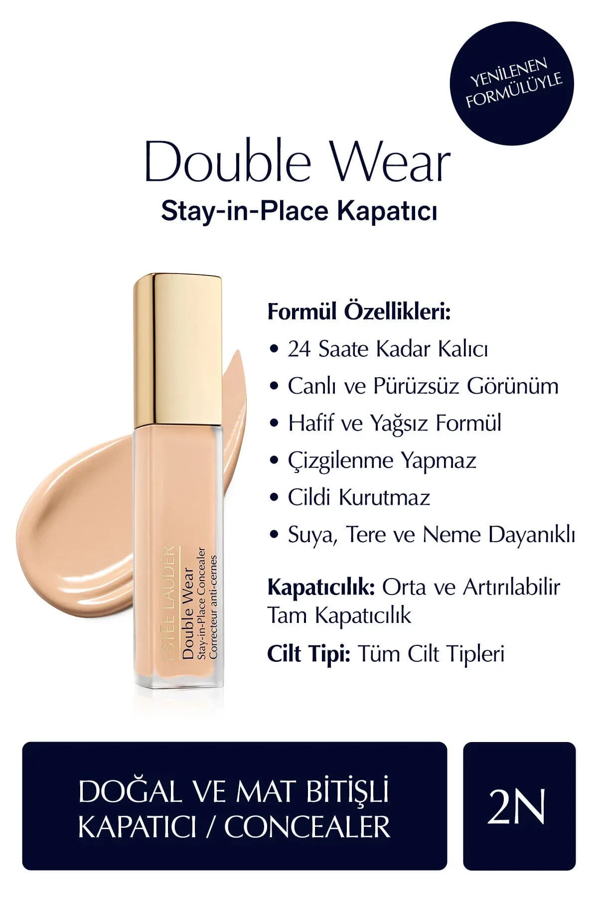 Estee Lauder Kapatıcı - Double Wear Stay-in-Place Concealer - Renk: 2N Light/Medium (Neutral) 12ml