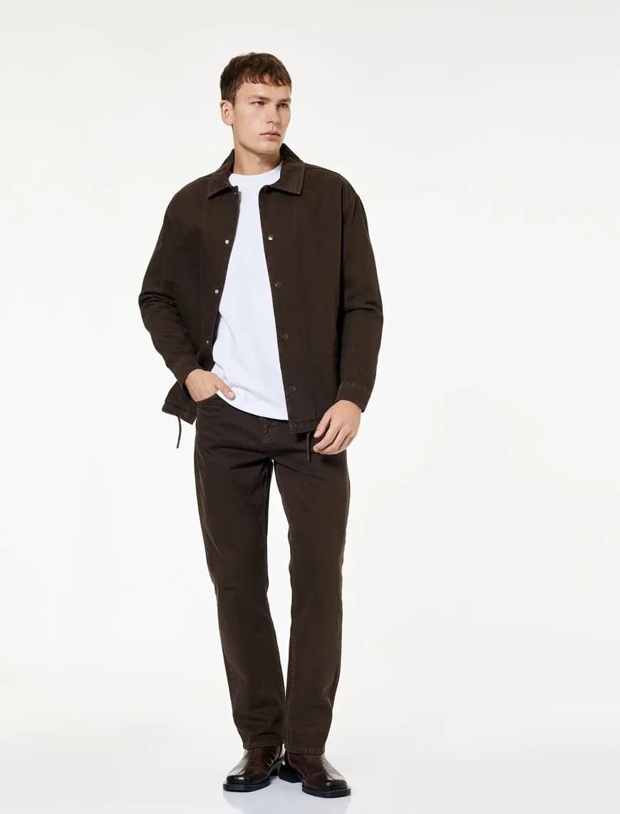 Pamuklu Normal Bel Cepli Vintage Straight Fit Jean Pantolon