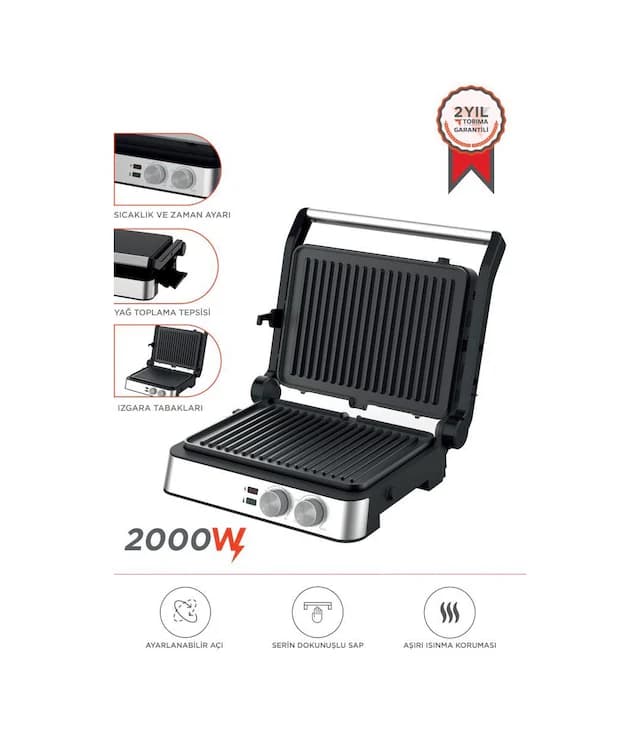 Torima TG-PRO300 2000w Paslanmaz Çelik Tost Izgara Makinesi Çıkarılabilir Plaka