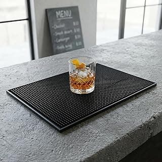 Deconox Lüx Bar Matı 43x28 cm Kaymaz Siyah Kauçuk Bar ve Bulaşık Matı - Dayanıklı Dökülme ve Servis Matı (450 gr) Bardak Kurulama Matı