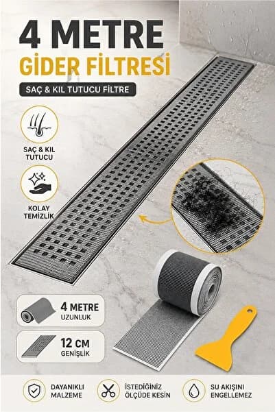 Kitchen Beauty Çok Amaçlı Gider Süzgeci Ve Banyo Gider Süzgeci Saç Yakalayıcı Süzgeç 12 Cm * 4 Metre