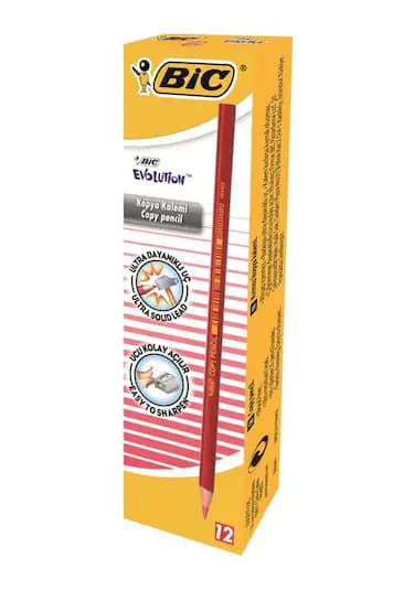 Bic Evolution Kırmızı Kopya Kalemi 12 'li Kutu