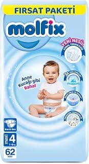 Molfix 3D Bebek Bezi Maxi 4 Beden, Fırsat Paketi 62 Adet