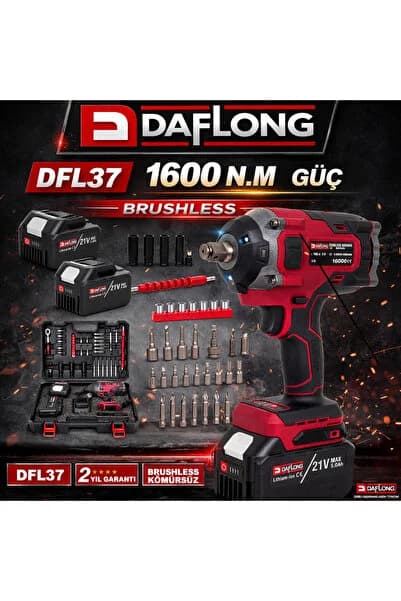 21V PROFESYONEL 15 PİLLİ KÖMÜRSÜZ 1/2 1600NM TORKLU SOMUN SIKMA MAKİNASI -DFL-37E