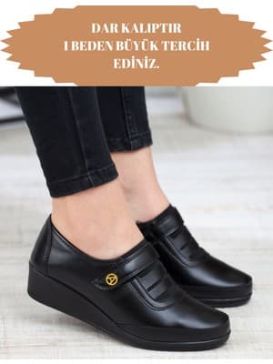 Kaof Shoes Kadın Siyah Klasik Ayakkabı Ortopedik Anne Ayakkabısı Anne Babet Ayakkabı Kadın Günlük Ayakkabı Anne Ayakkabı