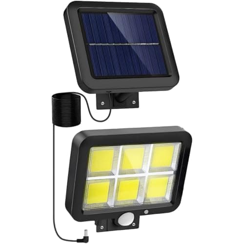 Jouis Kablolu Güneş Enerjili 120 Cob Led Solar Bahçe Aydınlatması - IP65 Su Geçirmez COB LED Hareket Sensörlü Duvar Lambası, 3 Modlu Dış Mekan Solar Projektör Projektör Aydınlatma