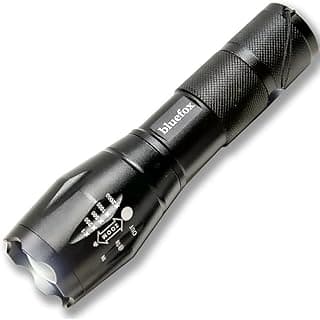 Bluefox Güçlü LED El Feneri, 10W Ultra Parlak Işık, 5 Farklı Mod, Zoom Özellikli, Dayanıklı Aluminyum Gövde