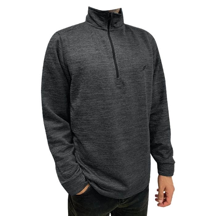 Erkek Yarım Fermuarlı Muline Sweatshirt Gri