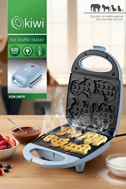 Ksm-2407K Çocuk Waffle Makinesi Kids Waffle Mavi