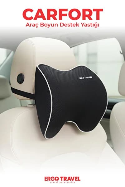 Viscofoam Carfort Büyük Visco Araç Boyun Yastığı – Ortopedik Oto Koltuk Boyun Desteği Siyah - Ergo Travel