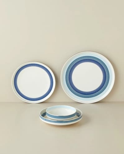 Marivella New Bone China Yemek Takımı 24 Parça 6 Kişilik Mavi