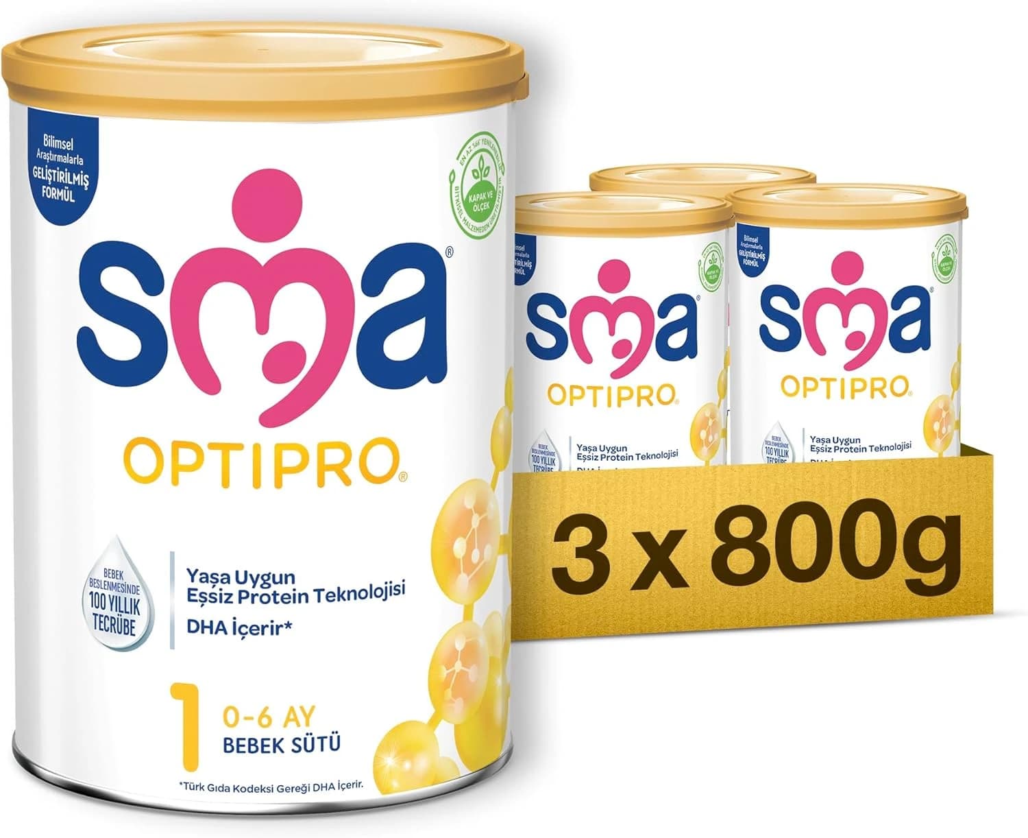 SMA Optipro 1 Bebek Sütü (0-6 Ay, 800 g x 3 Adet)