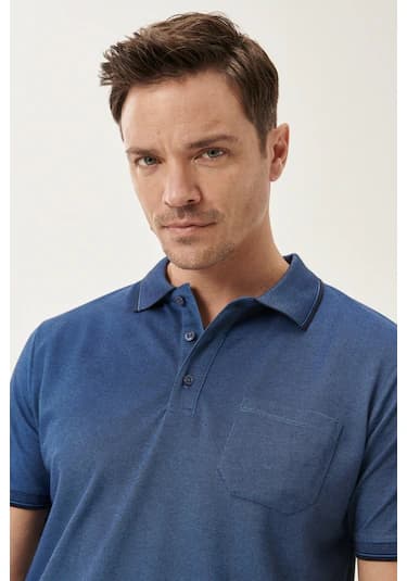 Ac&Co / Altınyıldız Classics Polo Yaka Cepli Regular Fit Bol Kesim Düz Tişört - 481716687 Lacivert