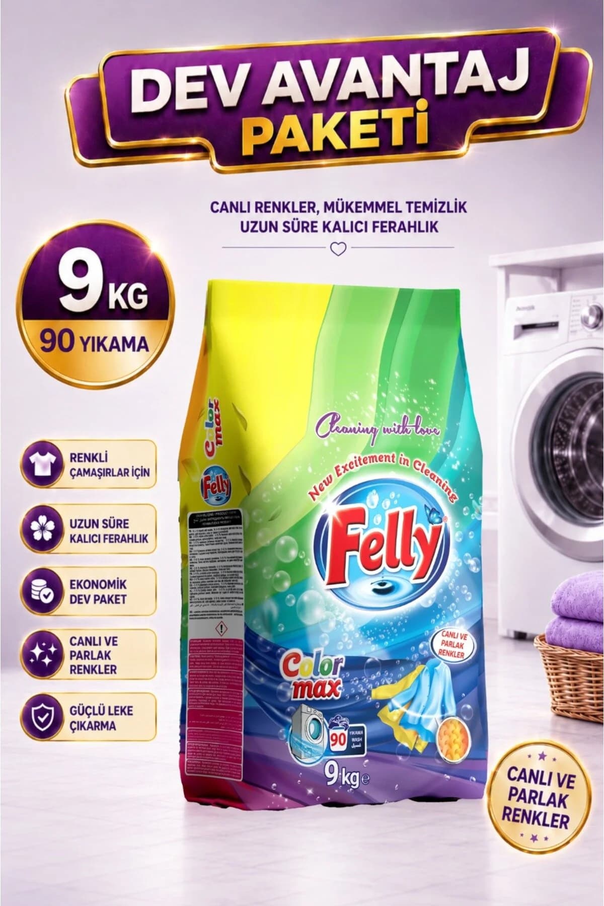 FELLY 9 KG Renk Koruyucu Toz Deterjan