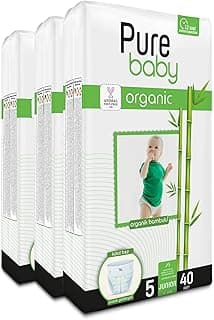 Pure Baby Organik Bambu Özlü Külot Bez 3'Lü Paket 5 Numara Junior 120 Adet