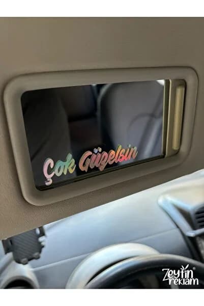 Hologram Çok Güzelsin Güneşlik Ayna Yazısı Araba-motosiklet Etiket Sticker 7,5x2cm