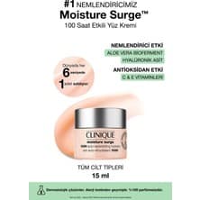 Clinique Moisture Surge™ 100 Saat Etkili Nemlendirici Yüz Kremi 15ml | Aloe Vera BioFerment, Hyalüronik Asit