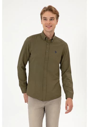 U.s. Polo Assn. Erkek Haki Gömlek Basic 50316723-vr027 Haki